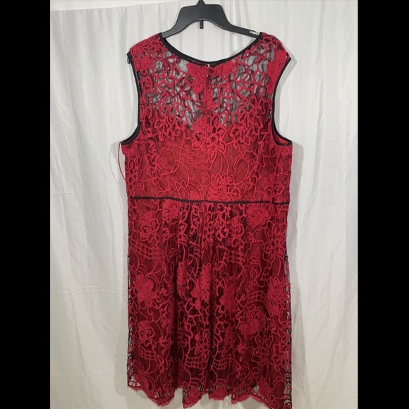 NWOT Adrianna Papell Kahlo Flare Lace Dress, 20W, Red - Picture 9 of 12